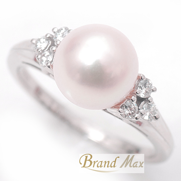 【BrandMax】ミキモト/Pt950/パールダイヤリング/7.8mm/中古A品