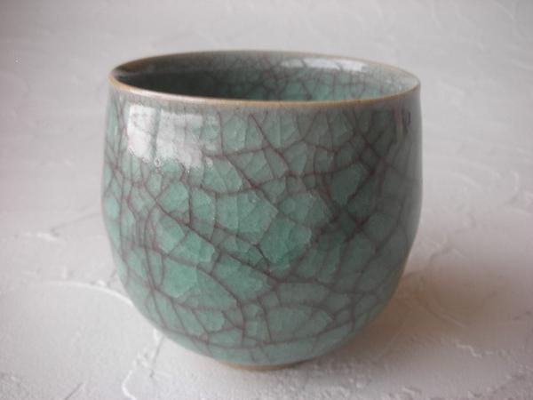 茶器！ 和泉良法 作 ☆青磁・お湯呑☆ 木箱 新品 京焼 ,和泉良法作
