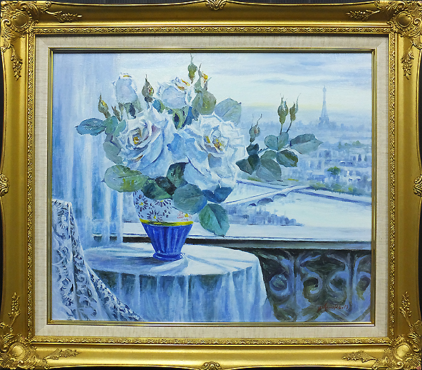 GLC】水舟義彦 「薔薇」 油彩10号 稲垣久治彷彿の作品 成行!(静物画