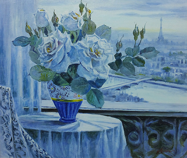 GLC】水舟義彦 「薔薇」 油彩10号 稲垣久治彷彿の作品 成行!(静物画
