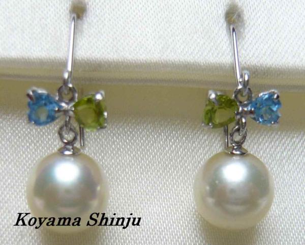 ★小山真珠★１円～可愛い♪夏ピアス！あこや/半輝石ピアス