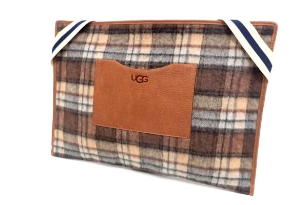 極美品◆UGGアグ Laptop Sleeve クラッチバッグ チェック 茶系
