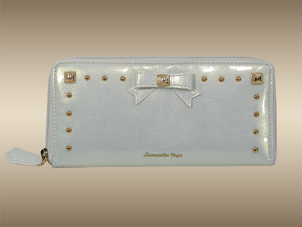 サマンサ ベガ リボン ラウンド 長財布 パール 新品 スタッズ