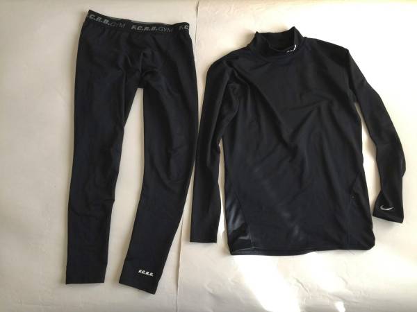 10AW FCRB GYM DRI-FIT UNDER LAYER L/S TOP&TIGHTS 黒Mインナー