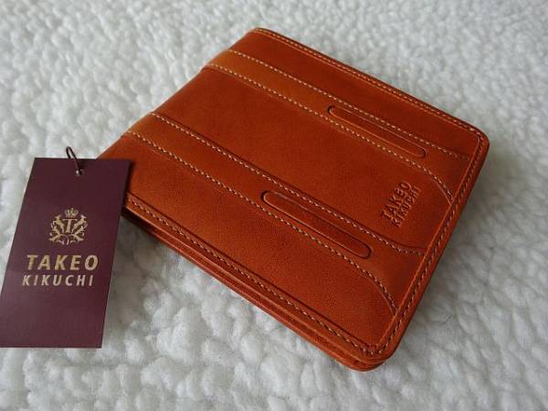 【新品】TAKEO KIKUCHI(タケオキクチ)折財布/キャメル 12960-