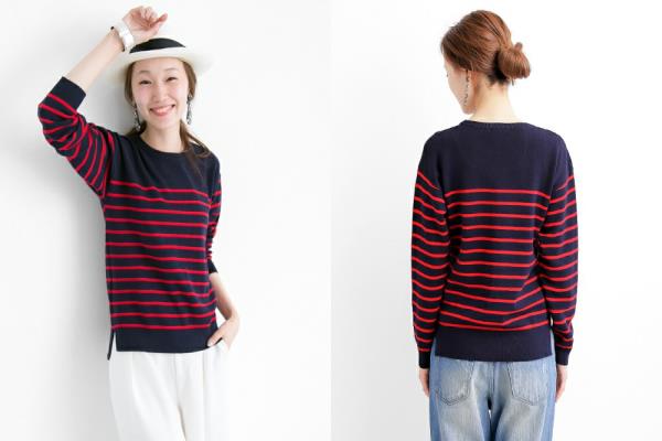 新品アーバンリサーチのパネルボーダーニットプルオーバー