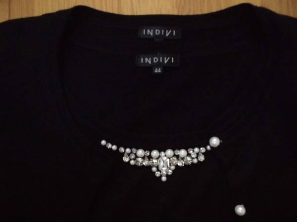 INDIVI　豪華ビジューツインニット　ブラック　サイズ44　美品