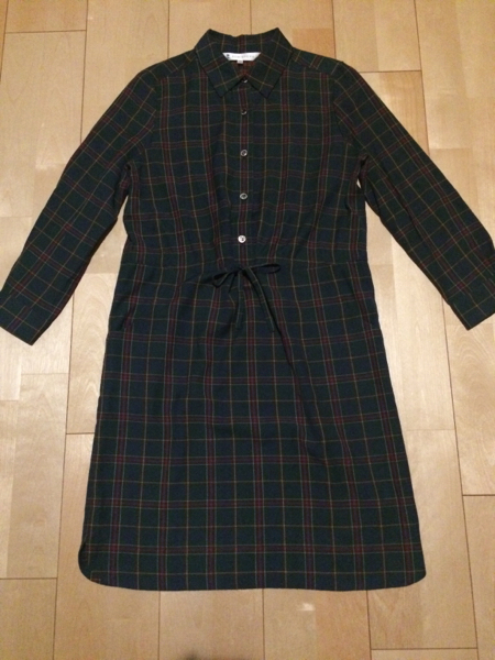 組曲のチェックのシャツワンピース 小さいサイズS2