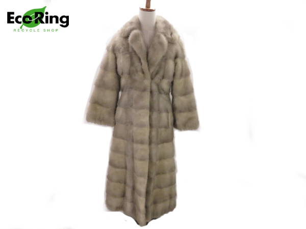 1円 ミンク ロング レディース 毛皮ファーコート グレー BW414