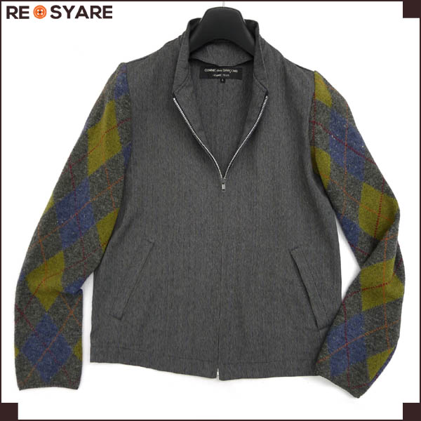 コムデギャルソンオム*ニット*切替*ジャケット*チェック*L*6079