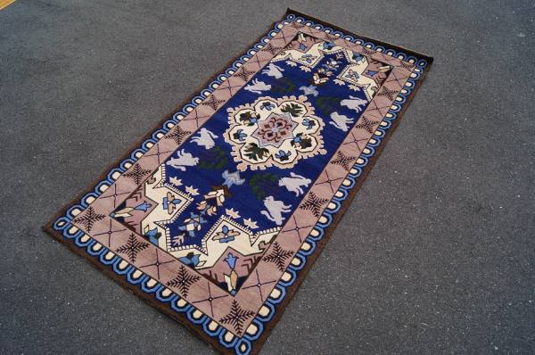 古い段通B 状態極上!美品 検：赤穂堺鍋島段通敷物絨毯_1