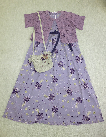 【ピンクハウス】スミレ柄 ロング丈 ワンピース&バッグ おまけ付