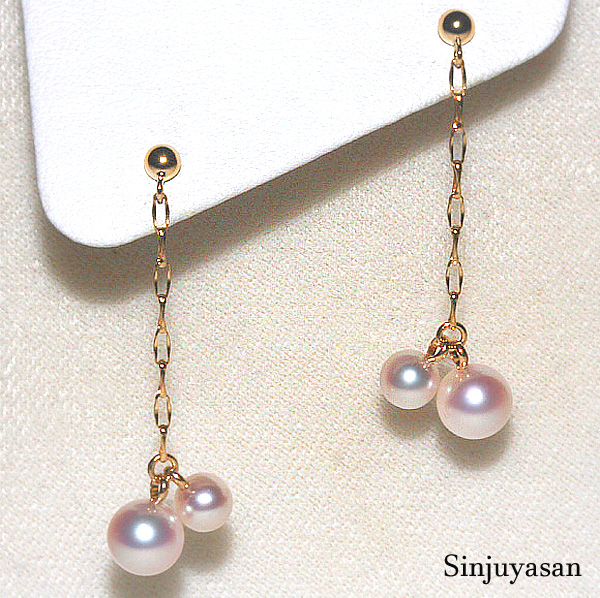 最高の色【花珠】オリジナル6.5/5.0mmアコヤ真珠K18ロングピアス