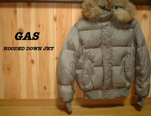 GAS JEANSファーフーデッドダウンジャケット美品S(JP-M)毛皮ガス