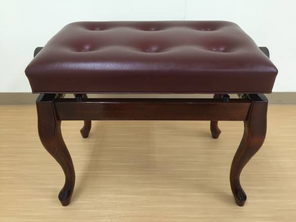 ピアノ椅子 猫脚 ブラウン 塩ビ張り 6ボタン グロス 中古 美品！