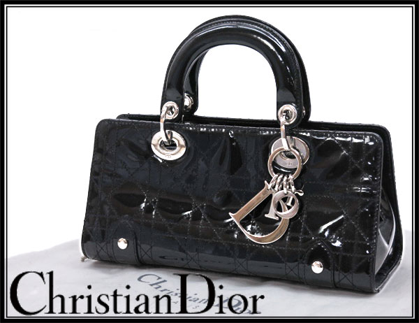 Dior レディディオール カナージュ ハンドバッグ パテントレザー
