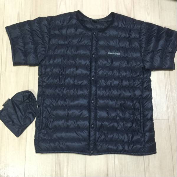 モンベル インナーダウン M ノーカラーダウン 美品 ネイビー UL