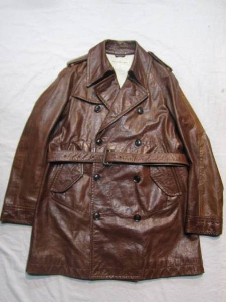 Edition トゥモローランド レザートレンチコート 茶 サンプル M