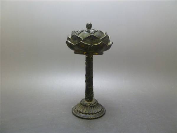 風華堂』4B065 銅 高台蓮造像 アロマ炉 仏具 茶道具 風華堂』4B065 銅