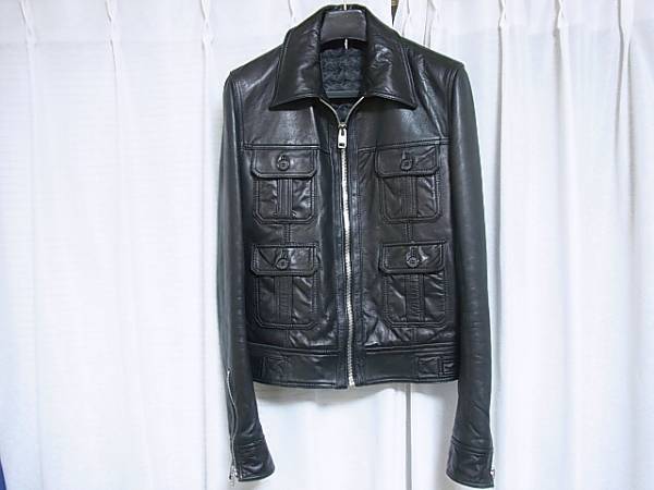 2009SS DIOR HOMME pleats design metallic leather leather riders jacket NOIR ONLINE
