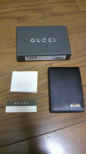 正規品　グッチ　GUCCI　本皮レザー　名刺　カードケース　黒