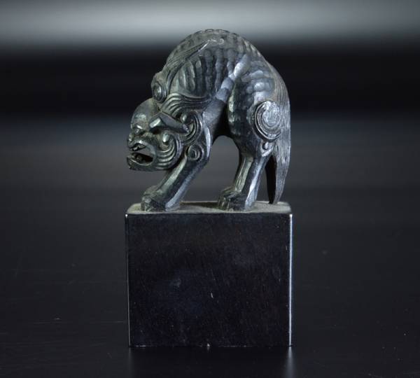 篆刻 中国 印材 古印材 古玩 獅子鈕 石彫刻 中国印材 動物雑貨 中国美術 -