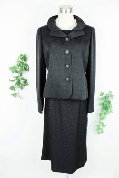 新品15万 絹100％ 喪服 レディース スーツ 黒 フォーマル 11号