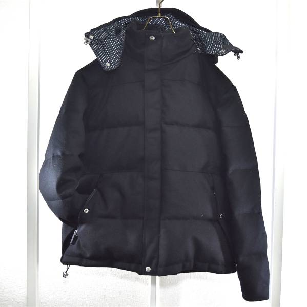 美品 DEVILOCK ウール生地 フーデット ダウンジャケット 黒 M デビロック ブラック メンズ