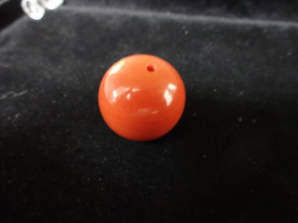 天然本珊瑚玉 ルース/翡翠象牙緒締根付サンゴ 径19.1㎜/9.9g 女性用