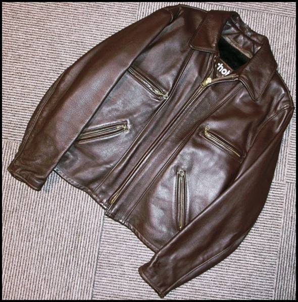 革質◎SCHOTTライダースジャケット680革ジャン 40シングル焦げ茶