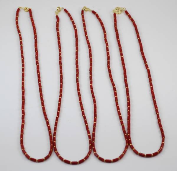 天然 赤珊瑚 ネックレス 4点 セット /サンゴ/32g アクセサリー、時計