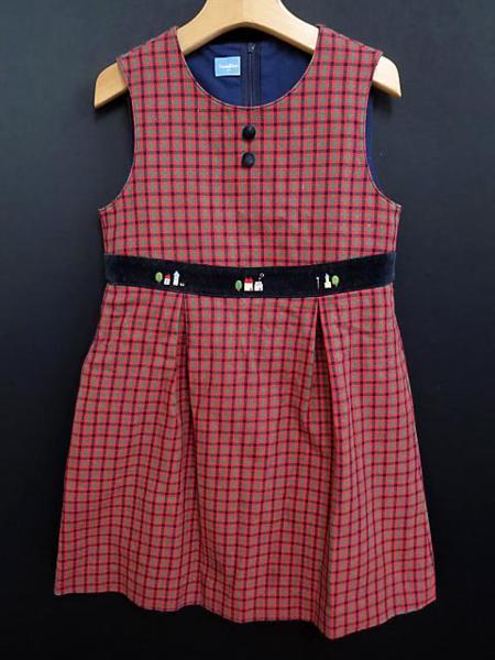 ファミリア チェック ワンピース 120cm/赤 ◇■