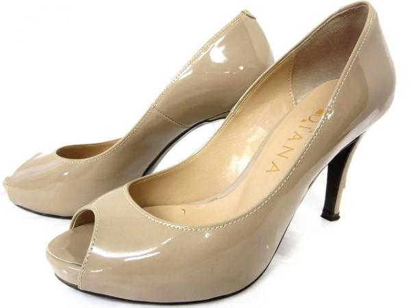 ダイアナ DIANA オープントゥ エナメル パンプス 21.5cm