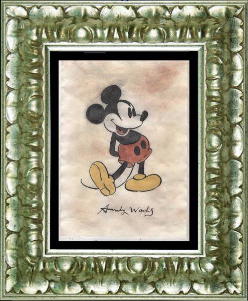 アンディウォーホル(ディズニー，ミッキーマウス) 希少作品☆肉筆 絵画