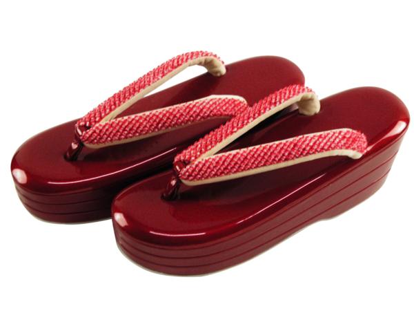 振袖用 踵高 草履 絞生地使用 ソフト鼻緒 L寸 zr-272 ワイン系