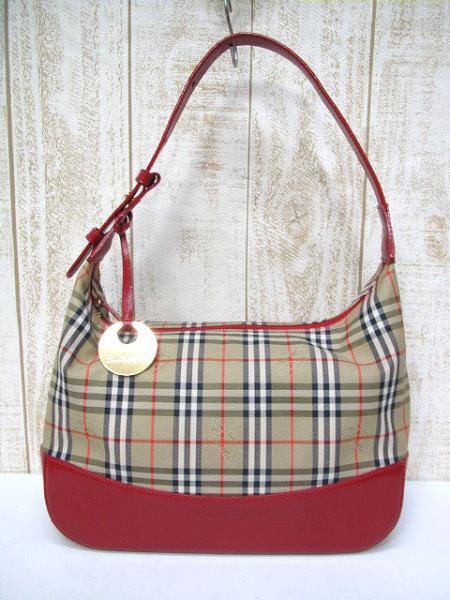 バーバリーズ バッグ ハンド ノバチェック レザー 切替 ロゴ刺繍