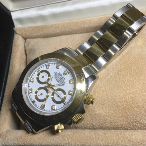 【中古レプリカ】ロレックス系デイトナタイプ コンビ 8Pダイヤ