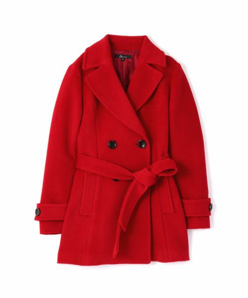 新品 2015 &by P&D ドビーフェイクウールコート 38 赤