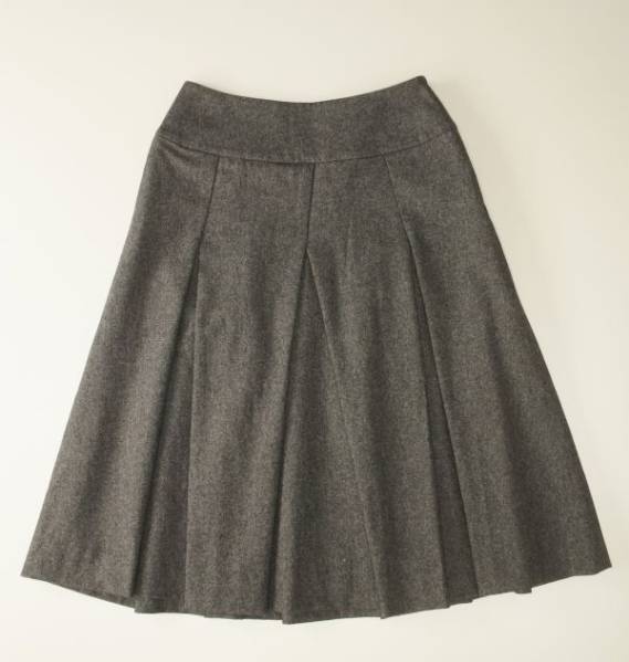 A9350*ヒロココシノ/ヒロコ ビス*ウールタックスカート/グレー/9