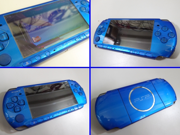 PSPジャンク品 ジャンク/液晶割れ/PSP本体/PSP-3000/バイブラントブルー/H おもちゃ