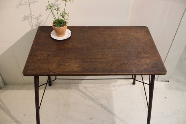 昭和レトロ 鉄脚 アイアン ミニテーブル 古家具 古道具 作業台 