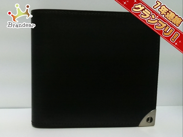 ダンヒル 2つ折り財布 新品同様 黒 レザー