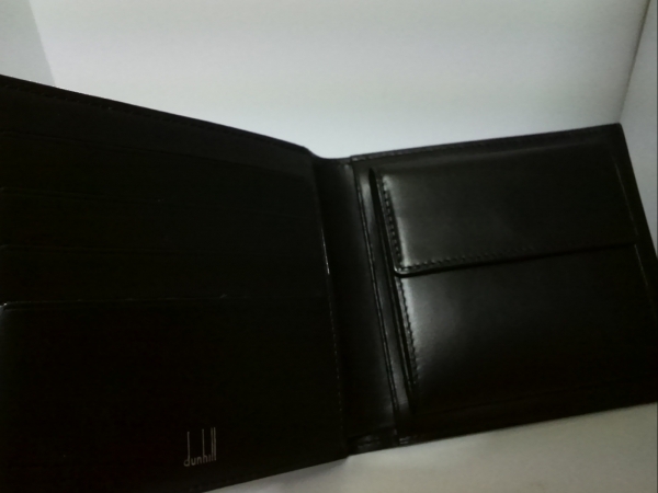 ダンヒル 2つ折り財布 新品同様 黒 レザー
