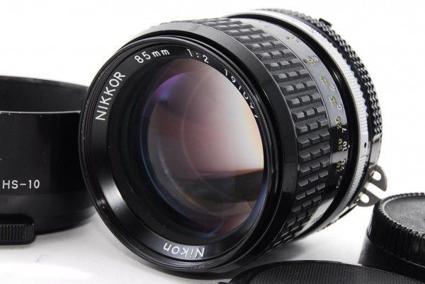 Nikon NIKKOR 85mm F2 レンズ HS-10フード付 美品 単焦点☆ニコン Nikon Ai NIKKOR 85mm F2 フード HS-10 レンズ