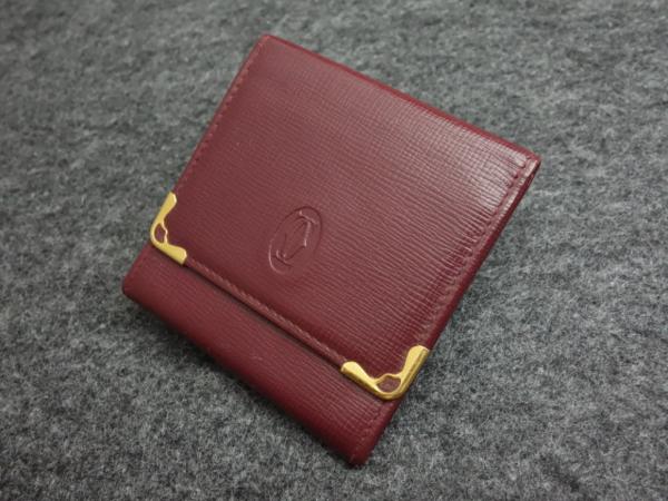 C439正規品カルティエ/小銭入れ/コインケース/レザー/ボルドー