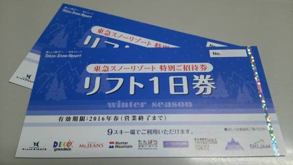 グランデコ スノーリゾート リフト券 1日券 2枚 施設利用券