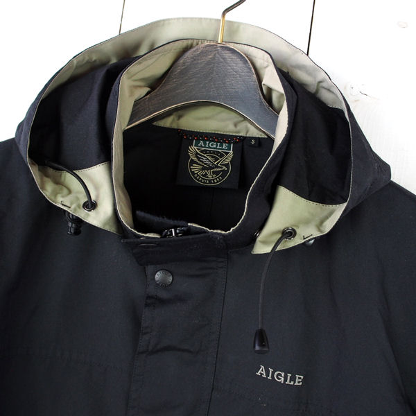 エーグル*AIGLE*ポリエステルマウンテンパーカー(S)ブラック