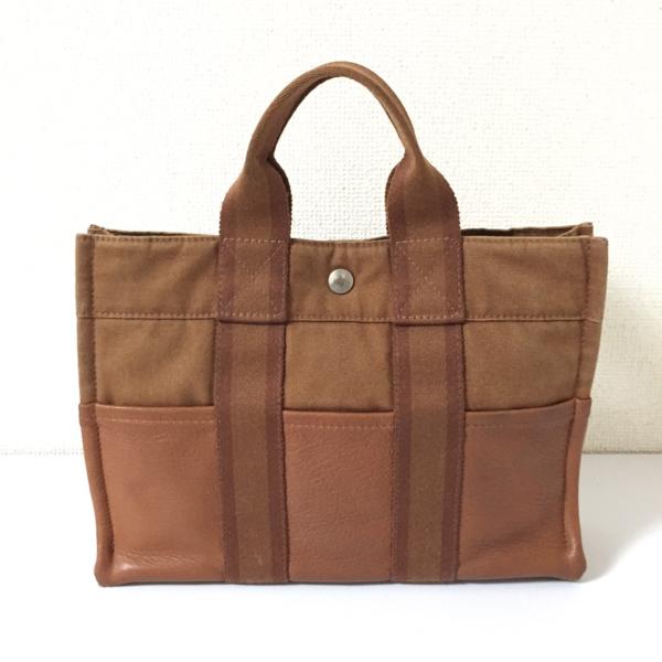 エルメス フールトゥ PM ハーフ レザー ブラウン ハンド バッグ