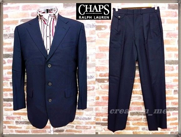 春CHAPSラルフローレン◆メンズ高級ウールネイビースーツTK7746