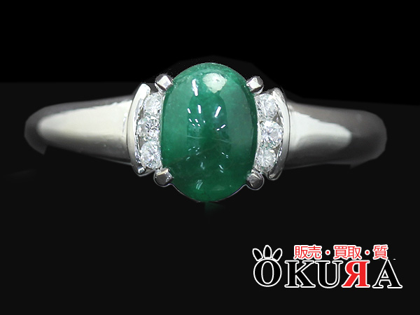 1円～PT900【エメラルドリング】1.05/0.06ｃｔ★指輪/9.5号